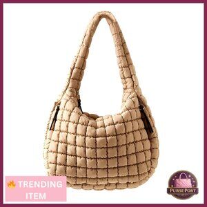 Puffer Tote Bag, Quilted Crossbody Bag for Travel, Gym, Work